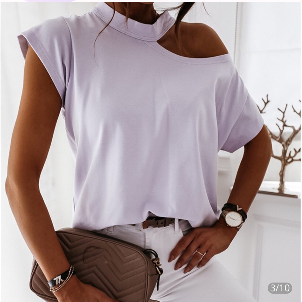 NWOT white cut-out shirt size S